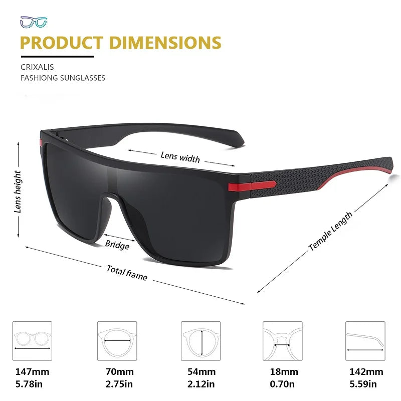 CRIXALIS Fashion Polarized Sunglasses For Men Square Oversized Anti Glare UV400