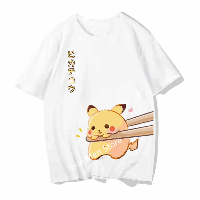 (Uniqlo）Pokemon Couple Short Sleeve Cartoon Pikachu Can Da Duck Summer T-Shirt