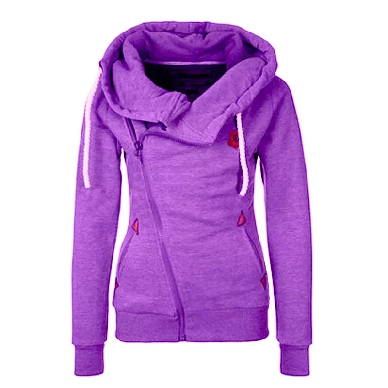 Popular Women's Clothing Cardigan Side Zipper Hooded Sweatshirt Jacket