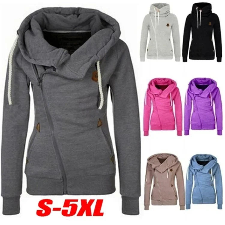 Popular Women's Clothing Cardigan Side Zipper Hooded Sweatshirt Jacket