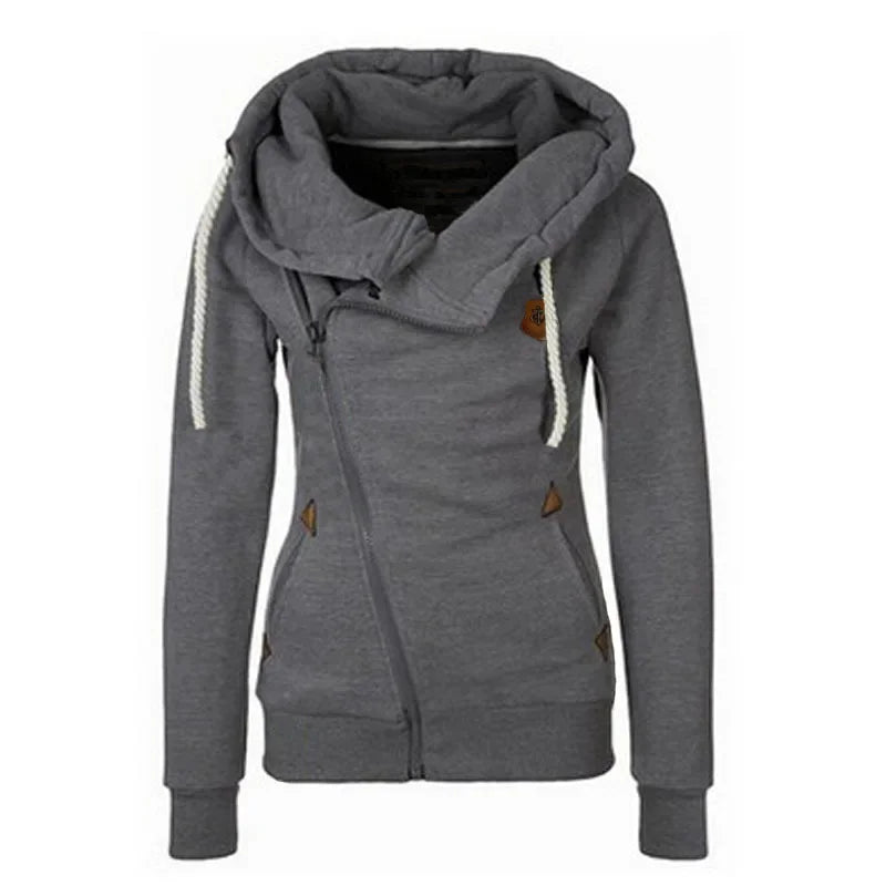 Popular Women's Clothing Cardigan Side Zipper Hooded Sweatshirt Jacket