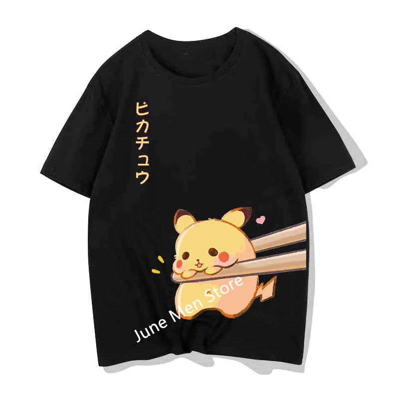 (Uniqlo）Pokemon Couple Short Sleeve Cartoon Pikachu Can Da Duck Summer T-Shirt