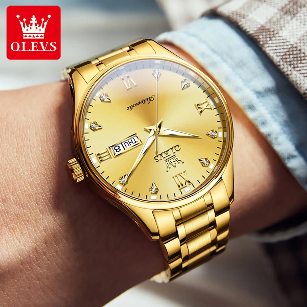 OLEVS Men's Automatic Mechanical Watch Calendar Week Luminous Waterproof Wristwatch Stainless steel Wrist watch